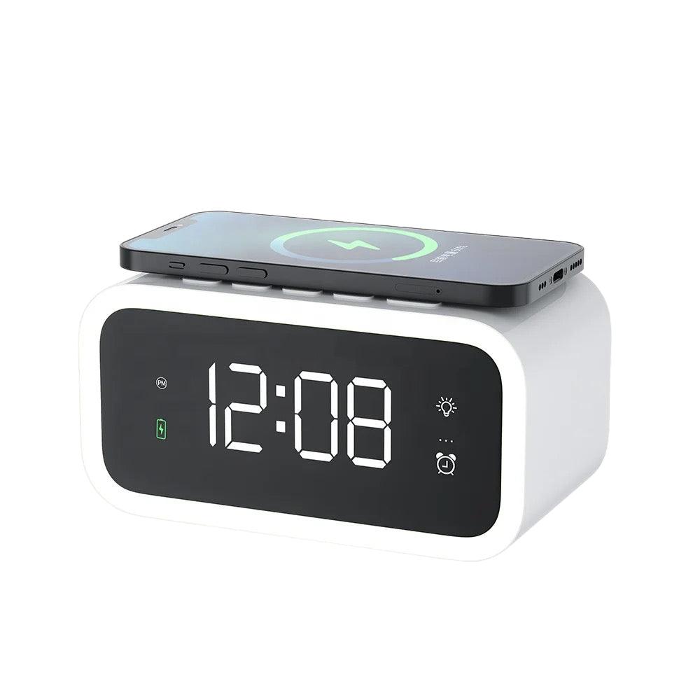 Digital Alarm Clock with Wireless Charging Pad and Adjustable LED Display All Vera Mart