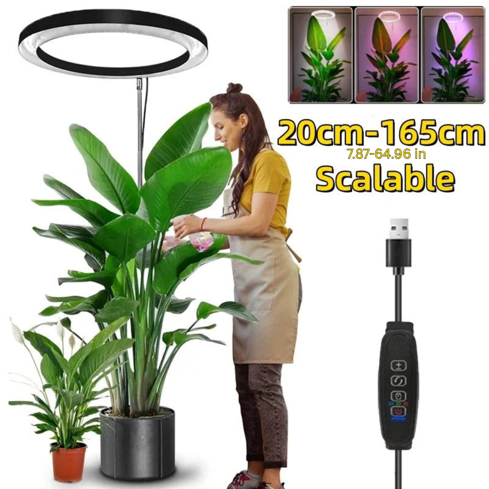 Full Spectrum LED Grow Light with Adjustable Brightness and Telescoping Stand All Vera Mart