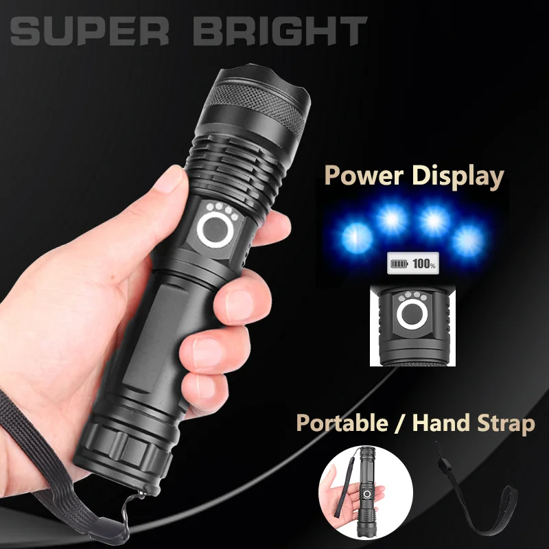Rechargeable Flashlight with Adjustable Zoom Lens and Three Brightness Modes, IPX6 Rated All Vera Mart