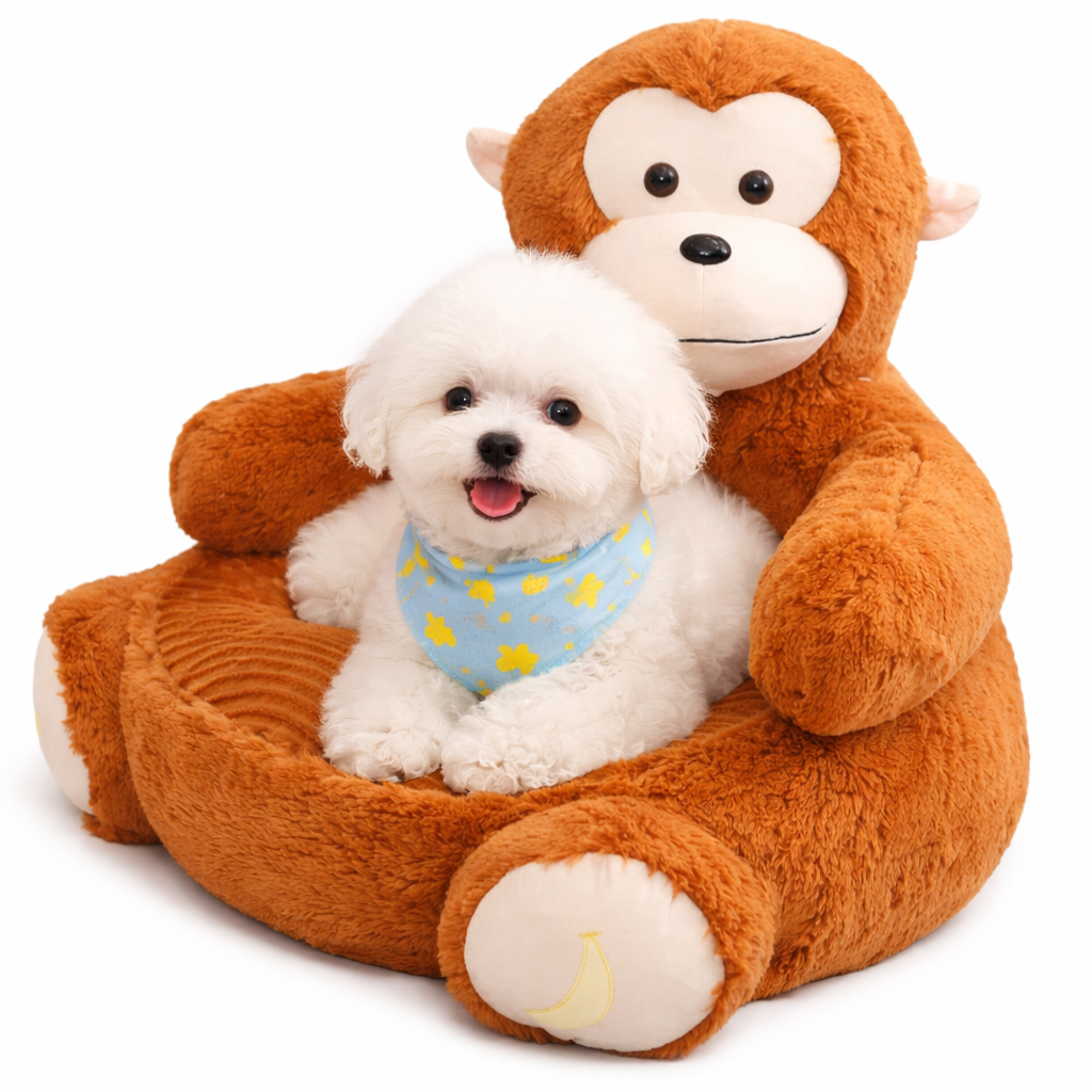 Plush Pet Bed with Raised Edges and Removable Zippered Cover, Animal Shaped Design All Vera Mart