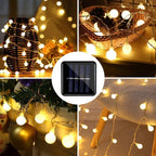 Outdoor LED Fairy Lights with Solar Panel and Automatic Dusk Sensor, 20m 200 Bulbs All Vera Mart
