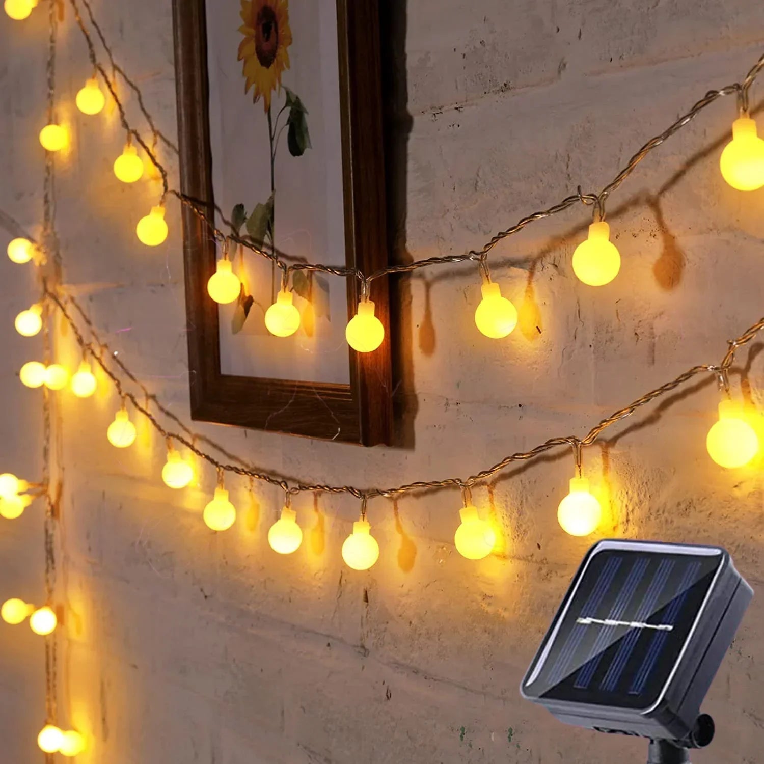 Outdoor LED Fairy Lights with Solar Panel and Automatic Dusk Sensor, 20m 200 Bulbs All Vera Mart