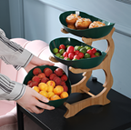 Tiered Serving Tray with Wooden Stand and Plastic Trays All Vera Mart