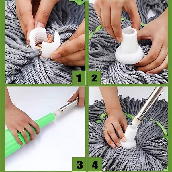 Microfiber Mop with 360-Degree Rotating Head and Hands-Free Wringing All Vera Mart