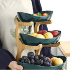 Tiered Serving Tray with Wooden Stand and Plastic Trays All Vera Mart