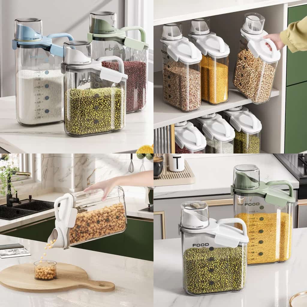 Clear Acrylic Food Storage Container with Airtight Lid and Stackable Design for Cereal and Grains All Vera Mart
