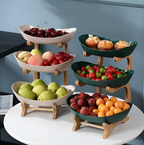Tiered Serving Tray with Wooden Stand and Plastic Trays All Vera Mart