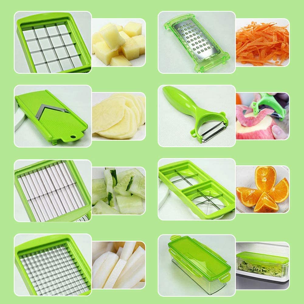 Vegetable Slicer with Eight Interchangeable Cutters and Hand Guard All Vera Mart