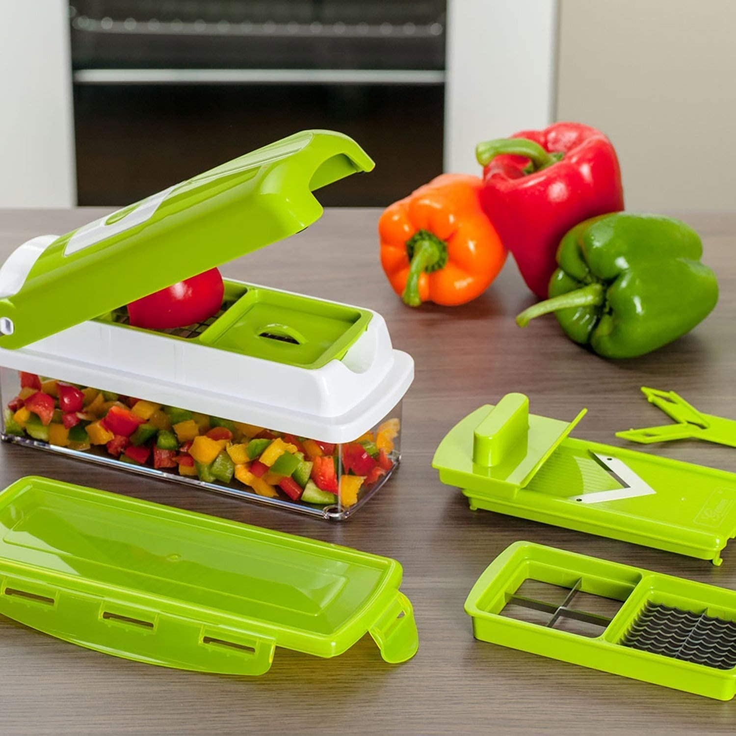 Vegetable Slicer with Eight Interchangeable Cutters and Hand Guard All Vera Mart