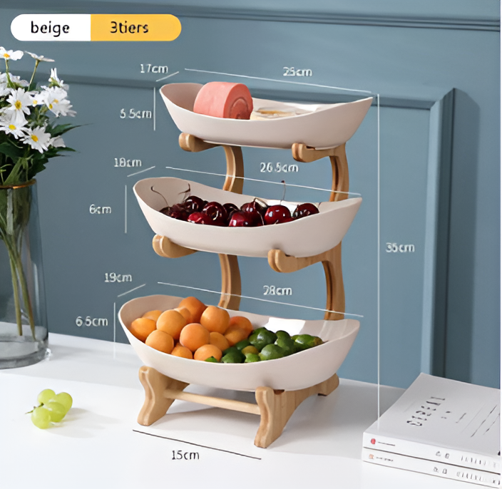 Tiered Serving Tray with Wooden Stand and Plastic Trays All Vera Mart