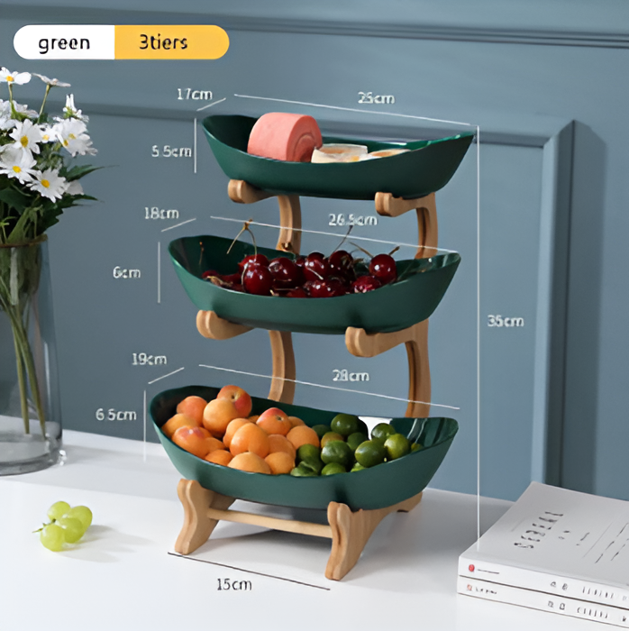 Tiered Serving Tray with Wooden Stand and Plastic Trays All Vera Mart