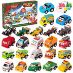 Pull Back Vehicle Advent Calendar with 24 Toy Cars for Daily Racing Fun