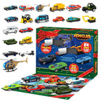 Toy Vehicle Advent Calendar with 24 Mini Cars and Trucks in 1 to 64 Scale for Car Fans
