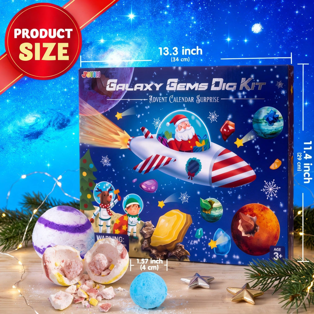 Gemstone Digging Advent Calendar with 21 Crystal Geodes and Mining Tools for Kids