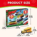 Toy Vehicle Advent Calendar with 24 Mini Cars and Trucks in 1 to 64 Scale for Car Fans