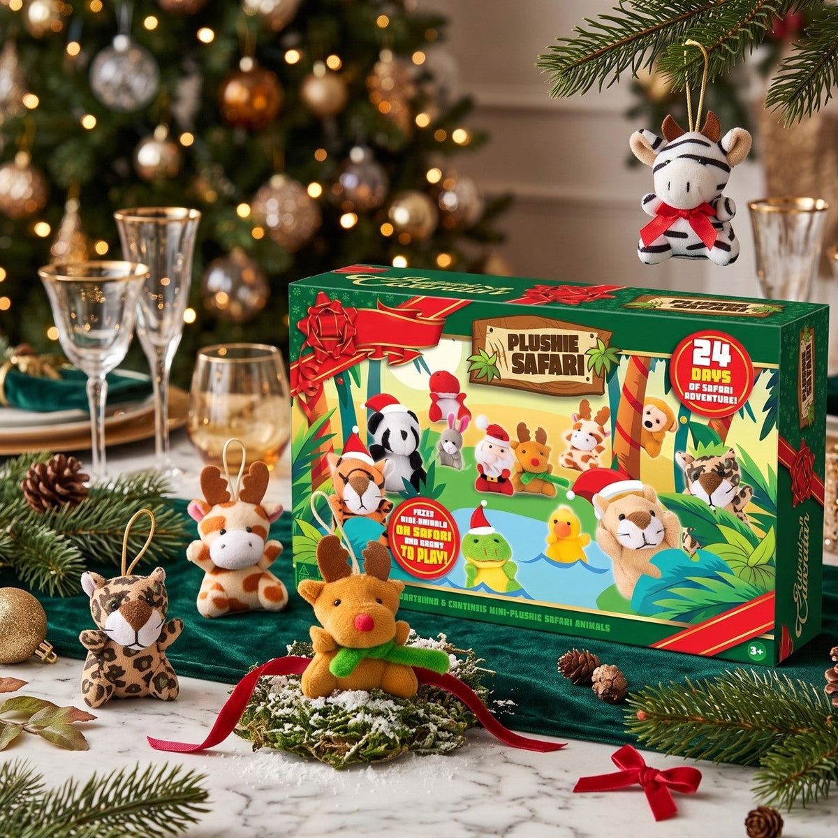 Mini Plush Animal Advent Calendar with 24 Daily Surprises for Christmas