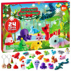 Advent Calendar Box with 24 Hard 3D Printed Toys Shaped Like Animals and Festive Items