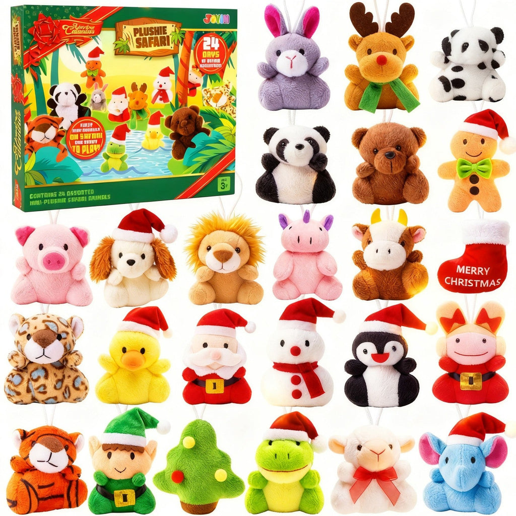 Mini Plush Animal Advent Calendar with 24 Daily Surprises for Christmas