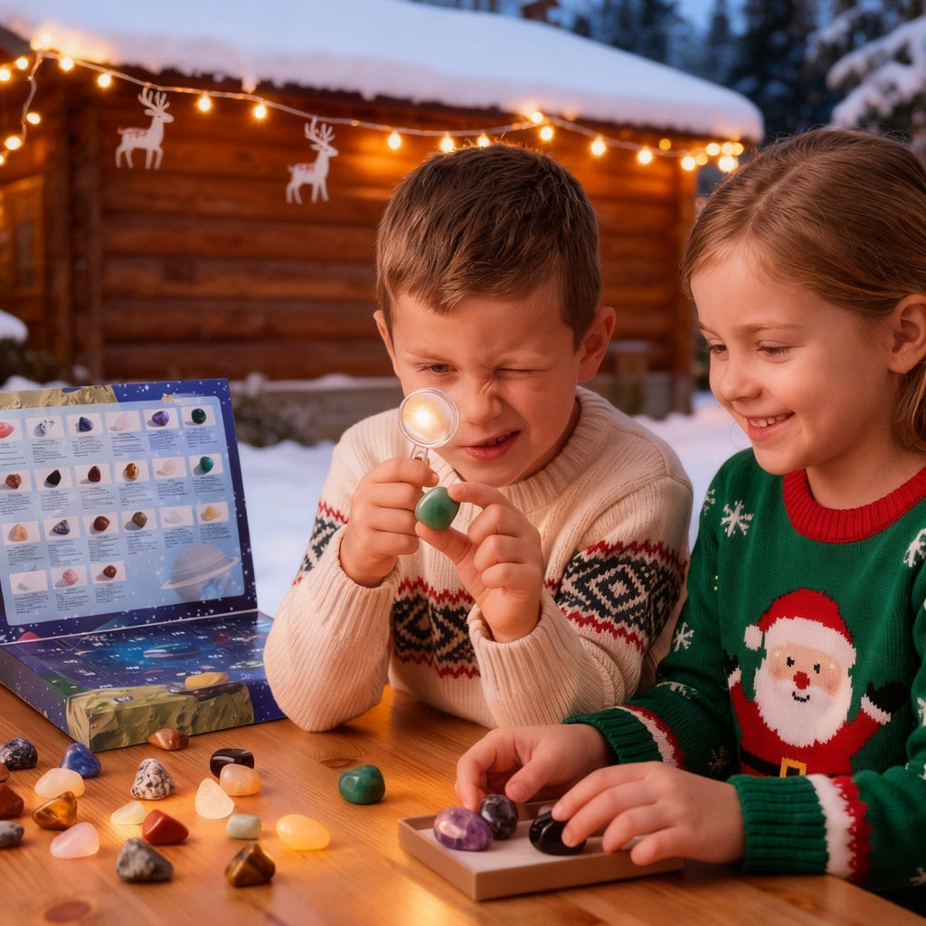 Gemstone Digging Advent Calendar with 21 Crystal Geodes and Mining Tools for Kids