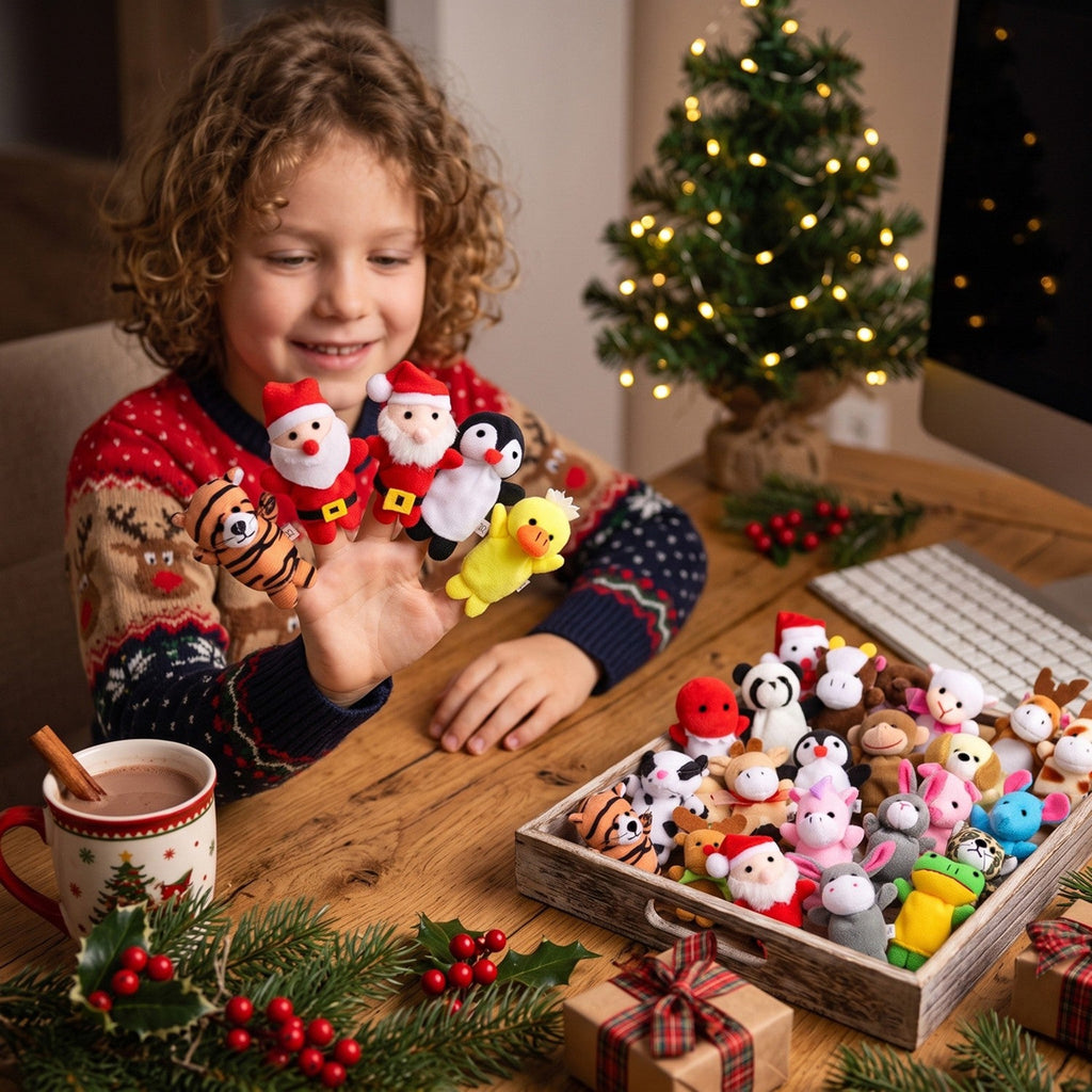 Plush Finger Puppet Advent Calendar with 24 Animal Characters for Kids