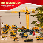 Construction Vehicle Advent Calendar with 24 Pieces and City Play Mat for Kids