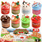 Holiday Slime Countdown Box with 8 Slime Jars and 16 Charm and Sprinkle Packs Behind 24 Windows