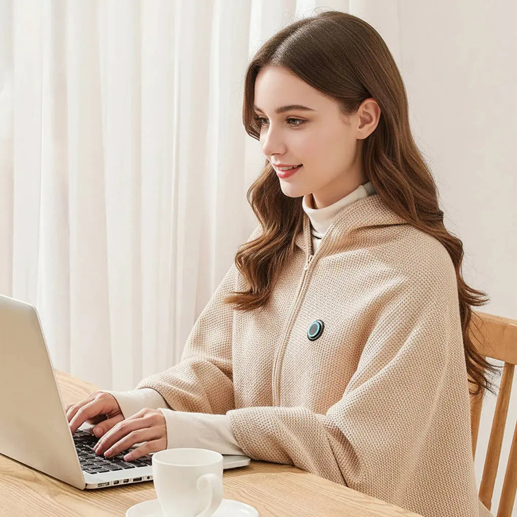Heated Shawl with 8-Zone Carbon Fiber Heating and Secure Zipper Fit, USB-C Powered All Vera Mart