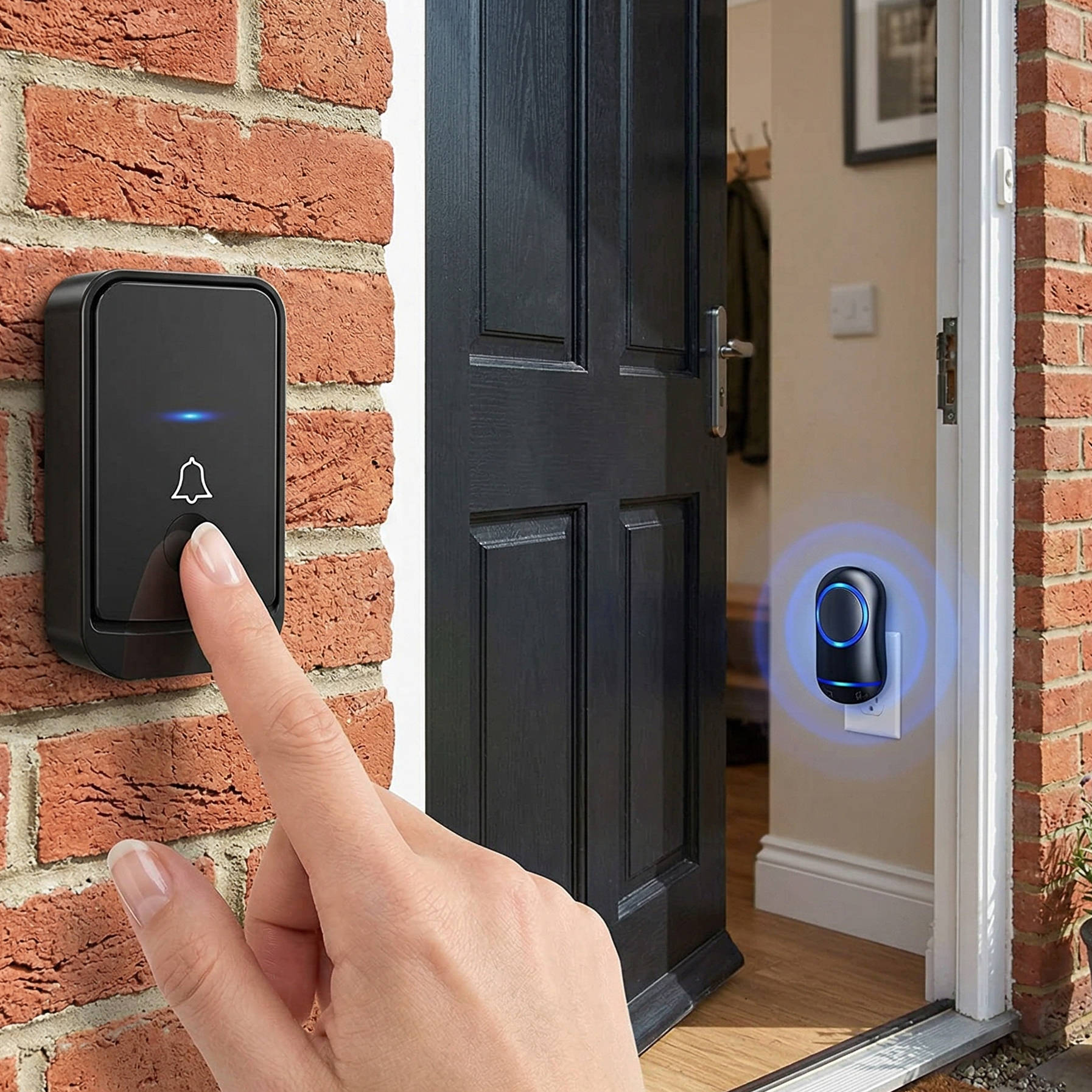 Wireless Doorbell System with 1000ft Range and 45 Chimes, Blue LED Flash All Vera Mart