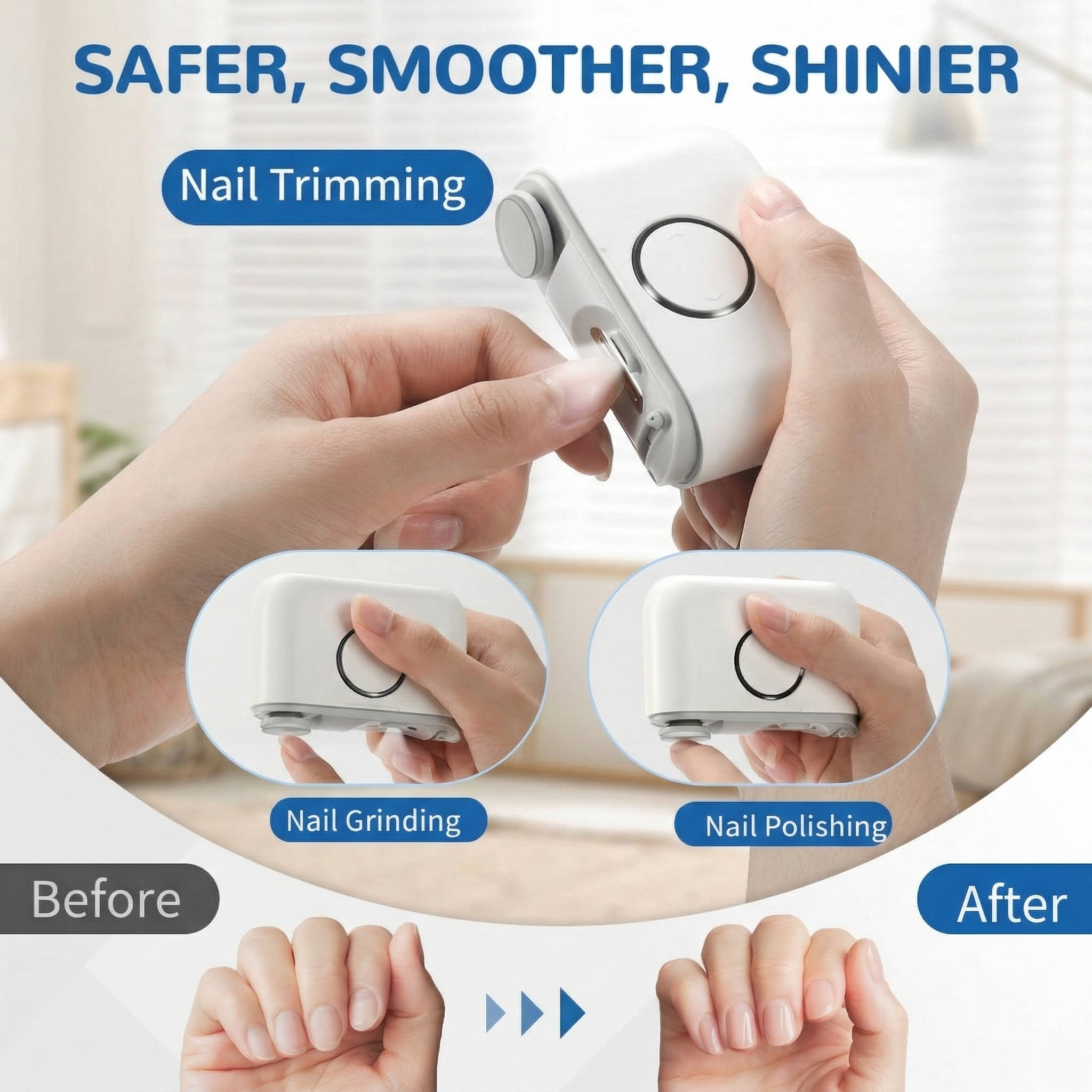 Electric Nail Clipper with Dual Blade System and Debris Collection Chamber, LED Light All Vera Mart
