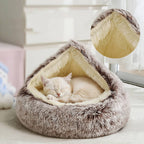 Round Donut Pet Bed with Raised Bolster Edges and Machine Washable Plush Velvet Cover All Vera Mart