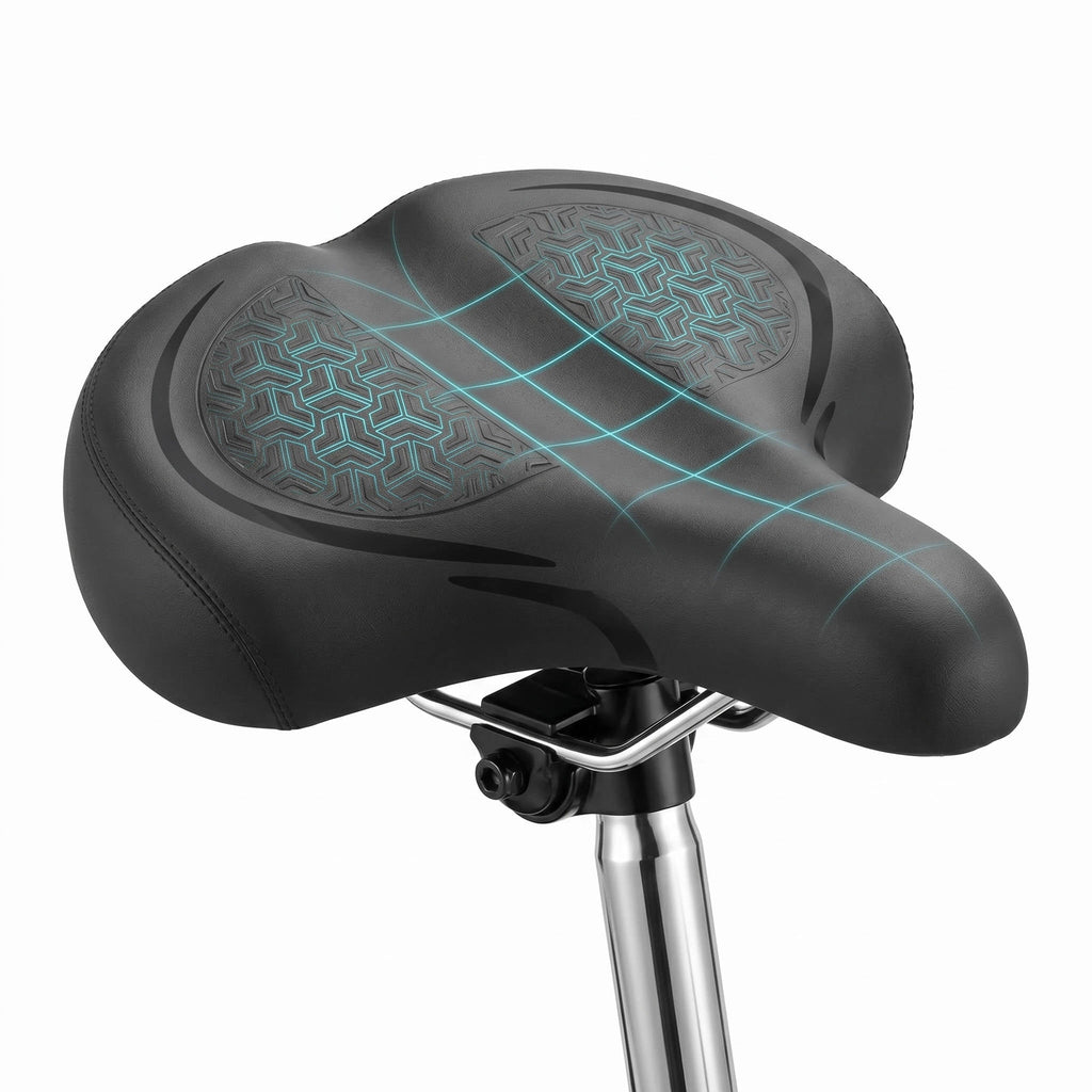 Wide Bicycle Seat with Dual Spring Shock Absorption and Memory Foam Gel, Universal Adapter for All Bikes All Vera Mart