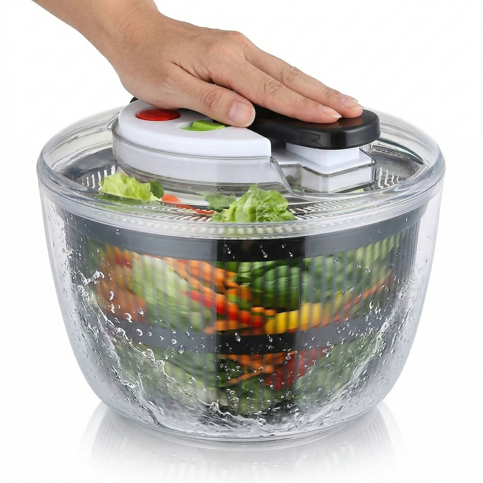 Salad Spinner 3L with One Hand Press and Instant Stop Brake, Removable Colander Basket All Vera Mart