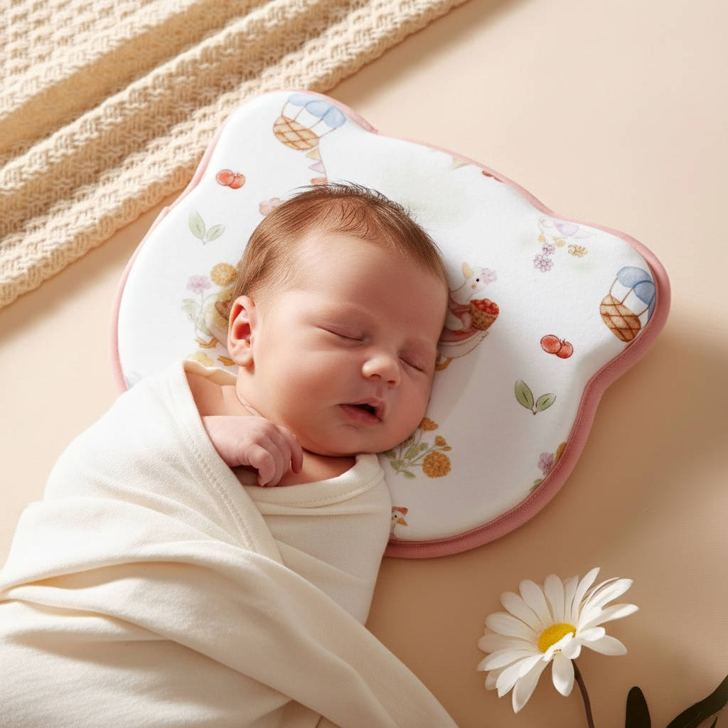 Infant Head Support Pillow with U-Shaped Groove and Velvet Cover, Machine Washable All Vera Mart
