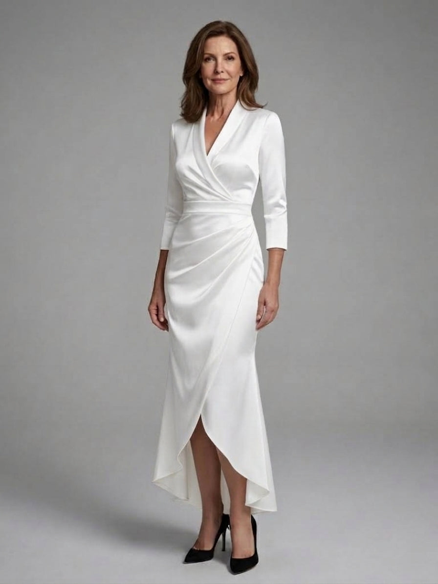 Women's Long Sleeve Midi Dress with Fluid Drape and Figure Skimming Cut for Warm Weather All Vera Mart