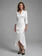 Women's Long Sleeve Midi Dress with Fluid Drape and Figure Skimming Cut for Warm Weather All Vera Mart
