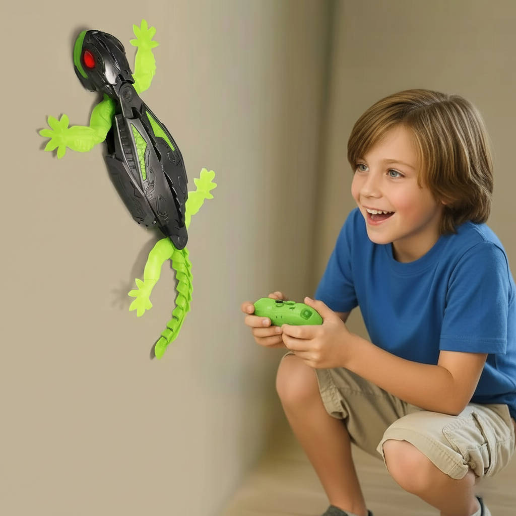 Remote Control Climbing Lizard Toy with LED Eyes and 25ft Range All Vera Mart