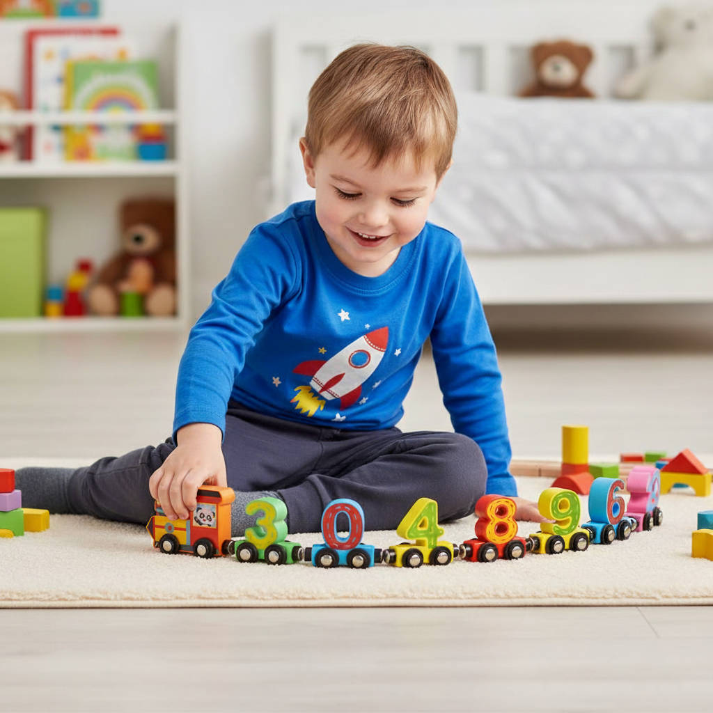 Magnetic Number Train Toy with Wooden Blocks and Fine Motor Development for Ages 3-6 All Vera Mart