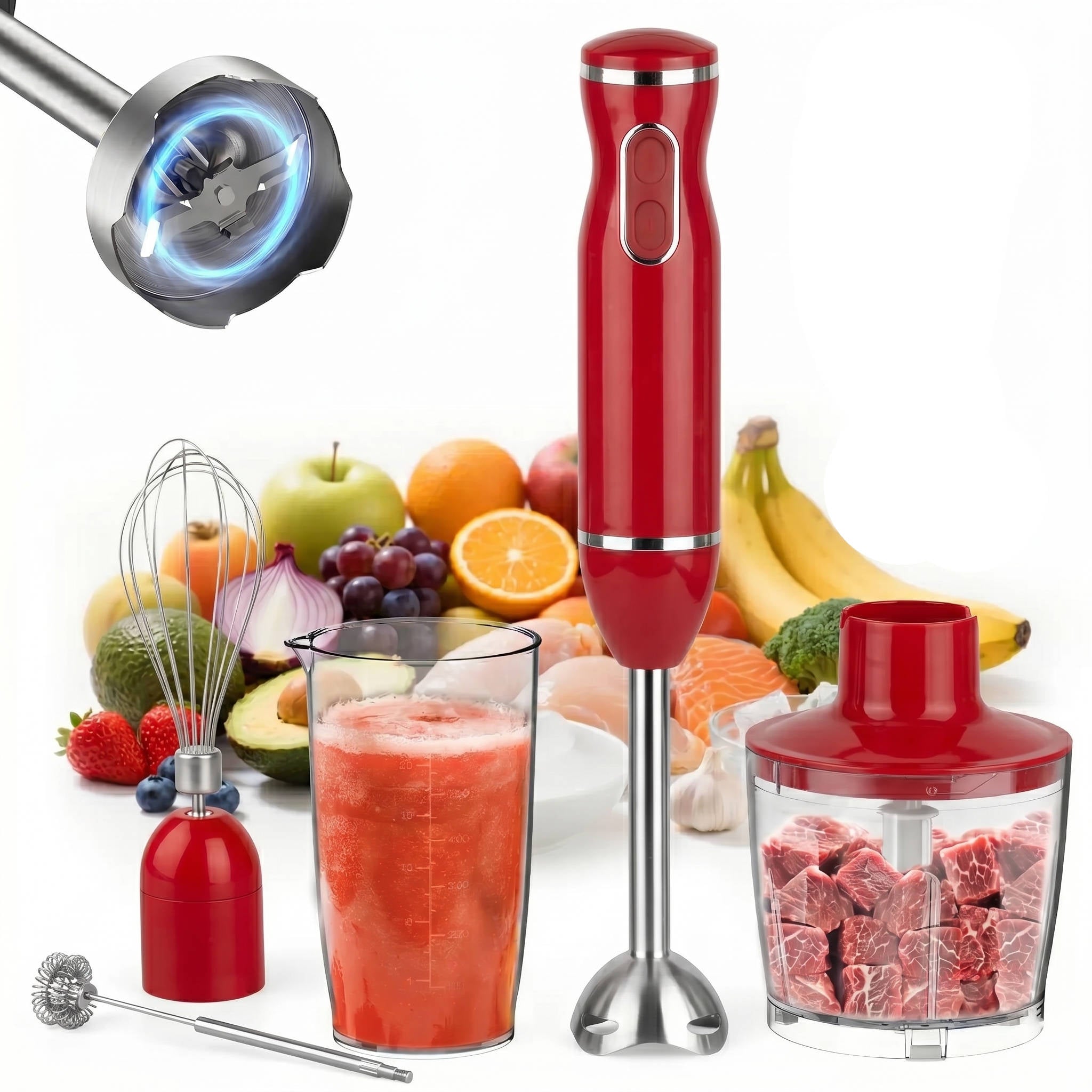 Electric Hand Blender with 5 Attachments and 20 Speed Settings, 1000W Motor All Vera Mart