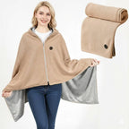 Heated Shawl with 8-Zone Carbon Fiber Heating and Secure Zipper Fit, USB-C Powered All Vera Mart