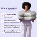 Memory Foam Cervical Pillow with Contoured Support and Cooling Cover for Back and Side Sleeping All Vera Mart