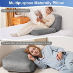 Full Body Maternity Pillow with Circular Belly Cutout and Crushed Sponge Filling, Removable Velvet Cover All Vera Mart