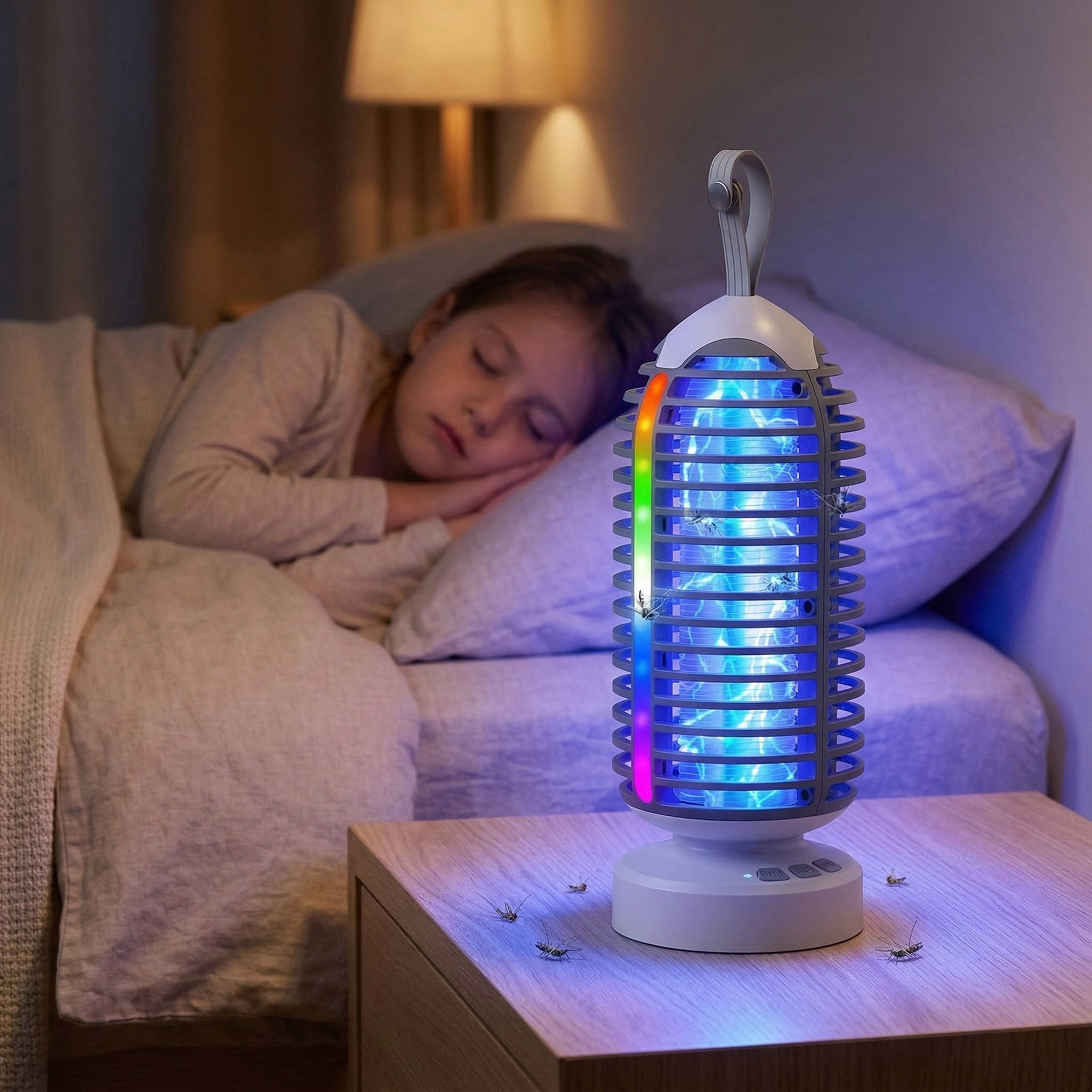 Rechargeable Bug Zapper with Color Changing Marquee Light and Auto Dusk Sensor for Outdoor Use All Vera Mart