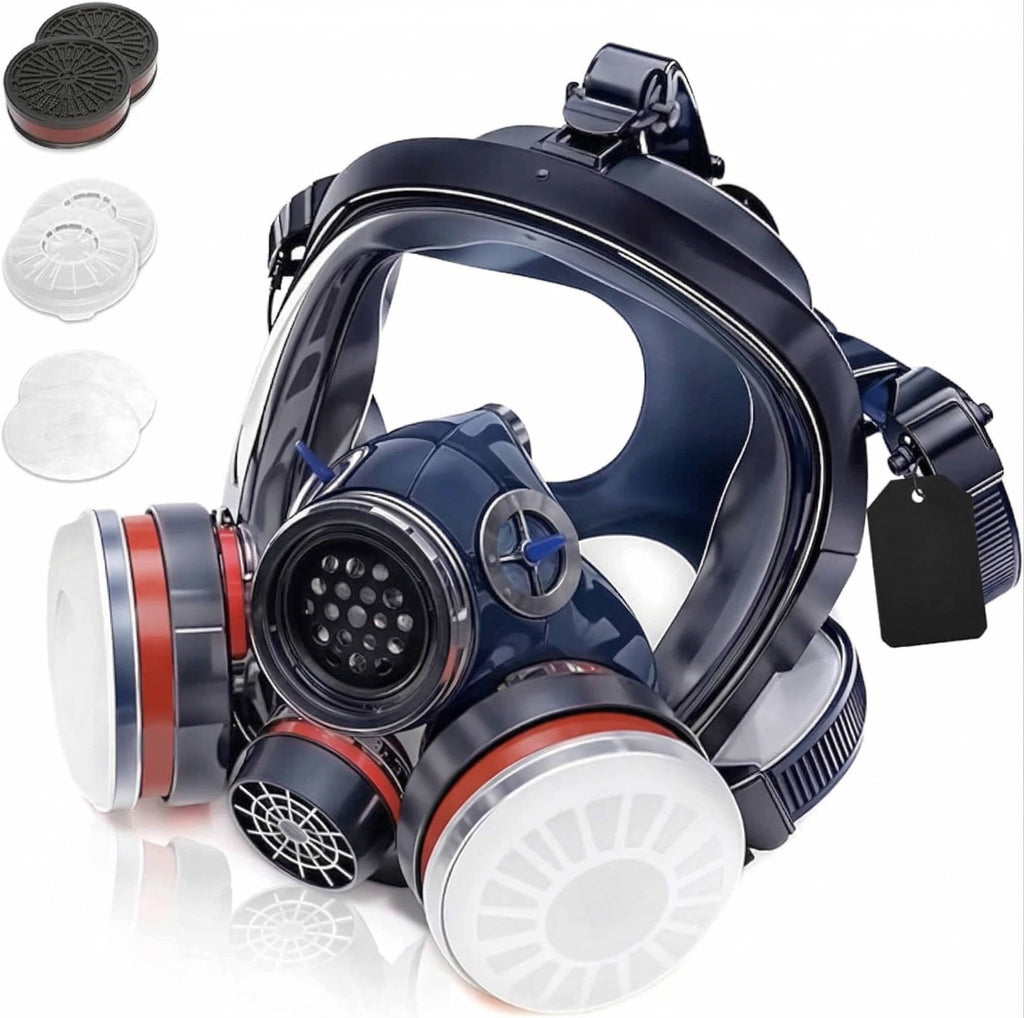 Full Face Vapor Respirator with Activated Charcoal Filters and Anti Fog Shield, Adjustable Fit All Vera Mart