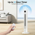 Oscillating Tower Fan with 90-Degree Swing and Remote Control, 4 Operating Modes All Vera Mart