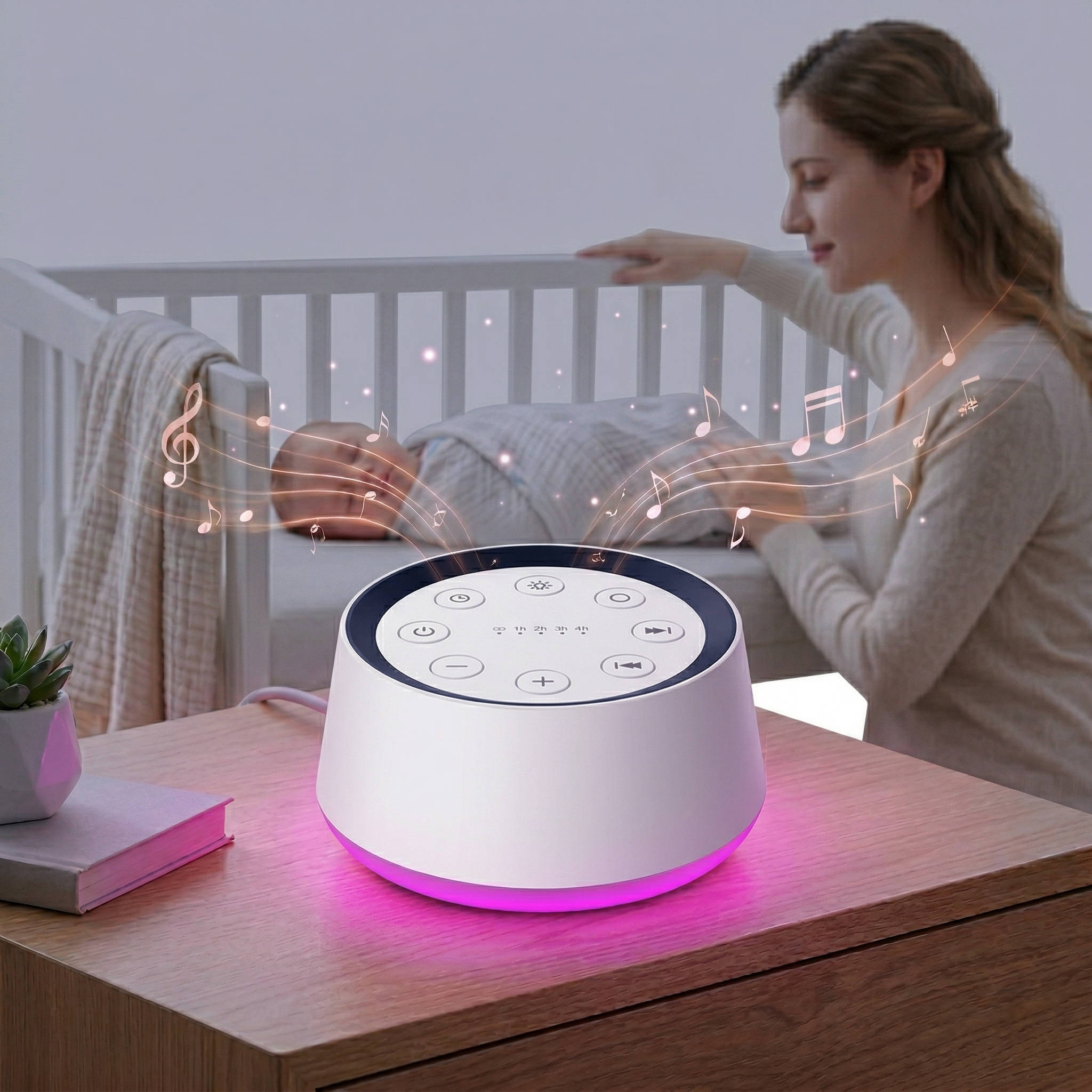 Sound Machine with 30 Calming Sounds and 12-Color Night Light, Travel Portable All Vera Mart