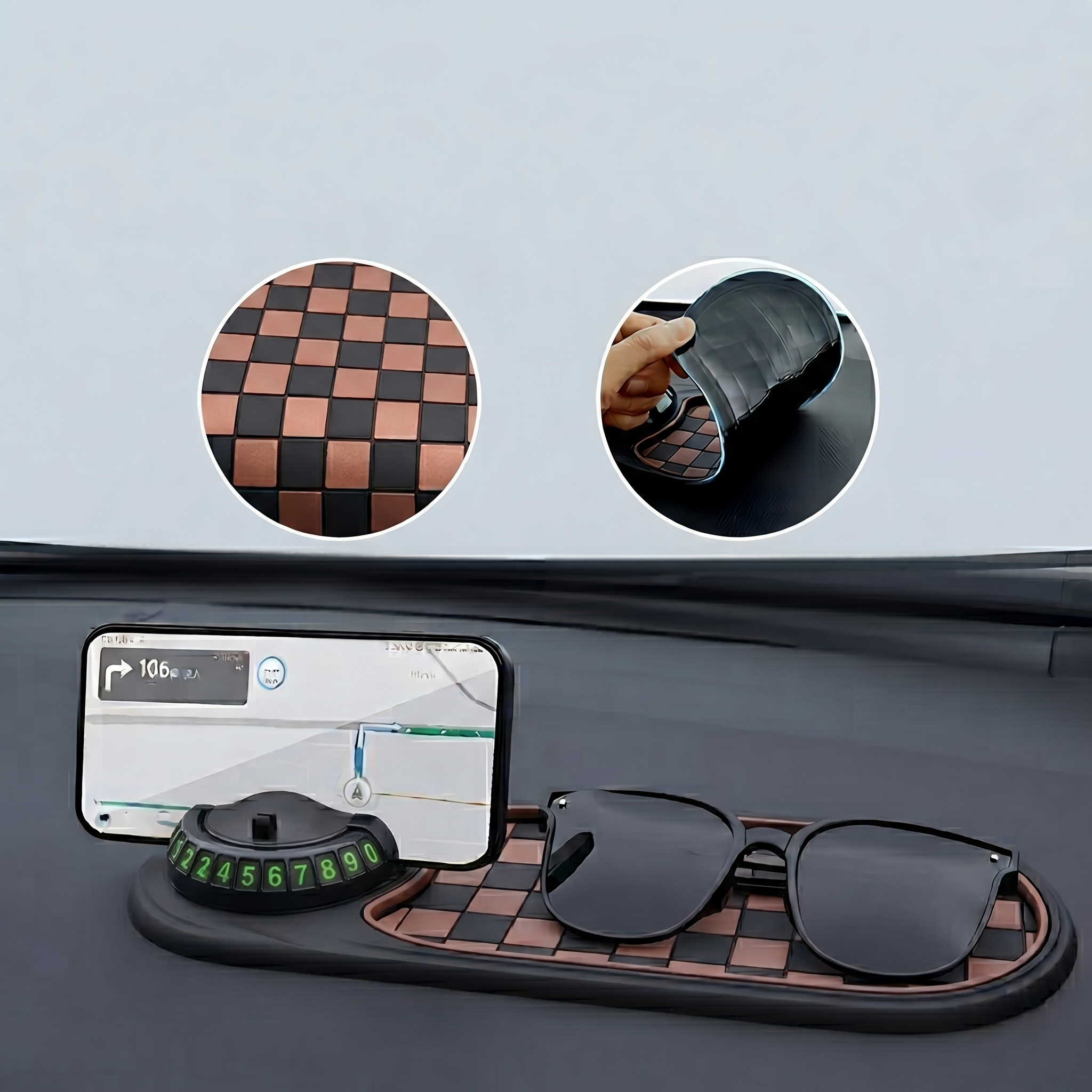 Dashboard Phone Holder with 360 Degree Rotation and Luminous Parking Dial All Vera Mart