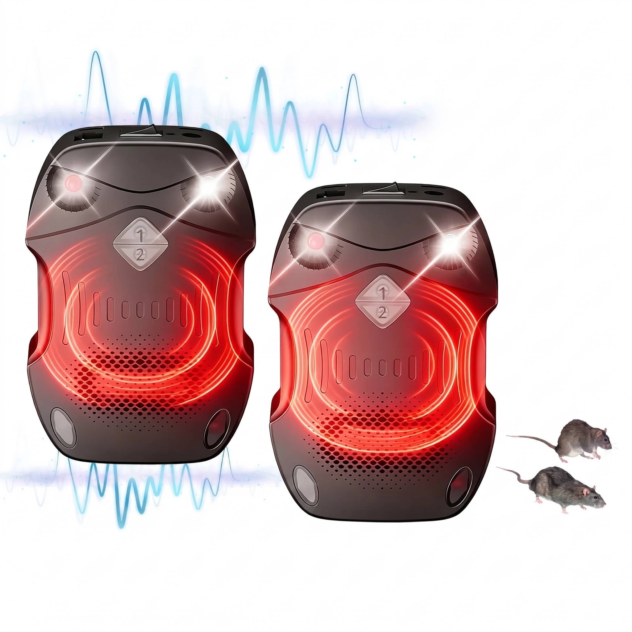 Ultrasonic Engine Rodent Repeller with Dual Unit Pack and Multi-Power Source, 9-65kHz All Vera Mart