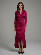 Women's Long Sleeve Midi Dress with Fluid Drape and Figure Skimming Cut for Warm Weather All Vera Mart