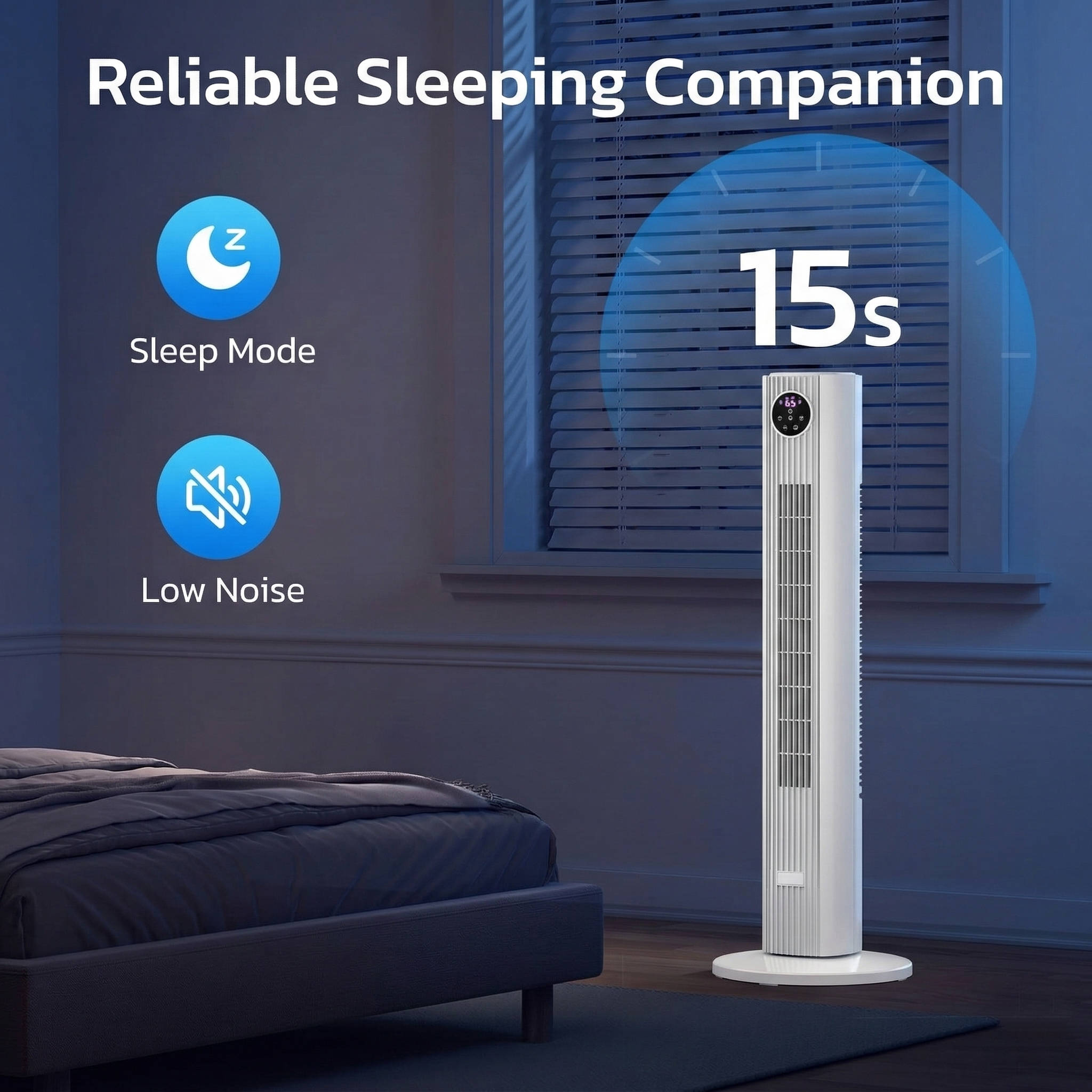 Oscillating Tower Fan with 90-Degree Swing and Remote Control, 4 Operating Modes All Vera Mart