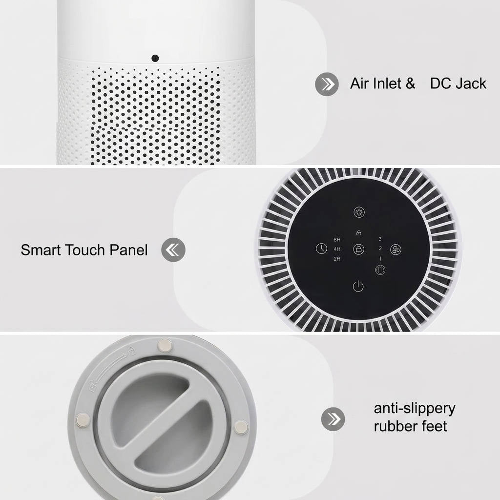 Bedroom Air Purifier with H13 HEPA Filtration and Night Light, Pet Hair and Odor Removal All Vera Mart